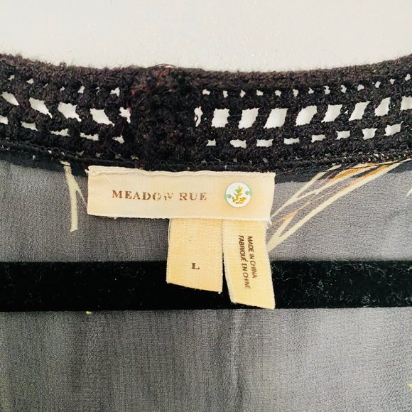 Anthropologie | Meadow Rue Sheer Black Floral Top - Picture 6 of 7